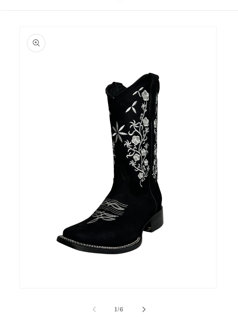 La Sierra Women's Black Floral Embroidered Square Toe Boot